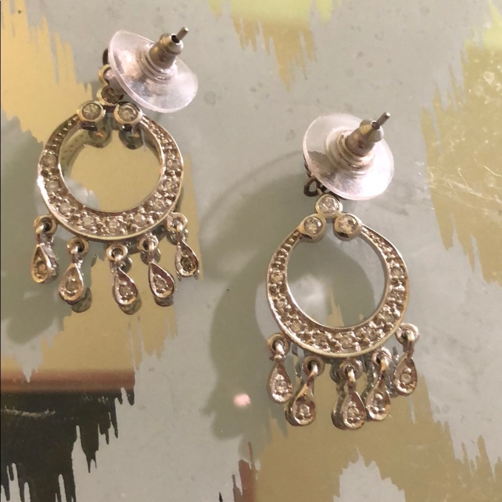 10kt white gold dream catcher post. with crystals